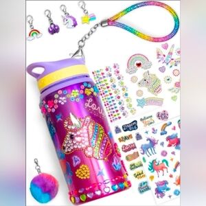New PURPLE LADYBUG Decorate Your Own Water Bottle Kit for Girls - Unicorn Design